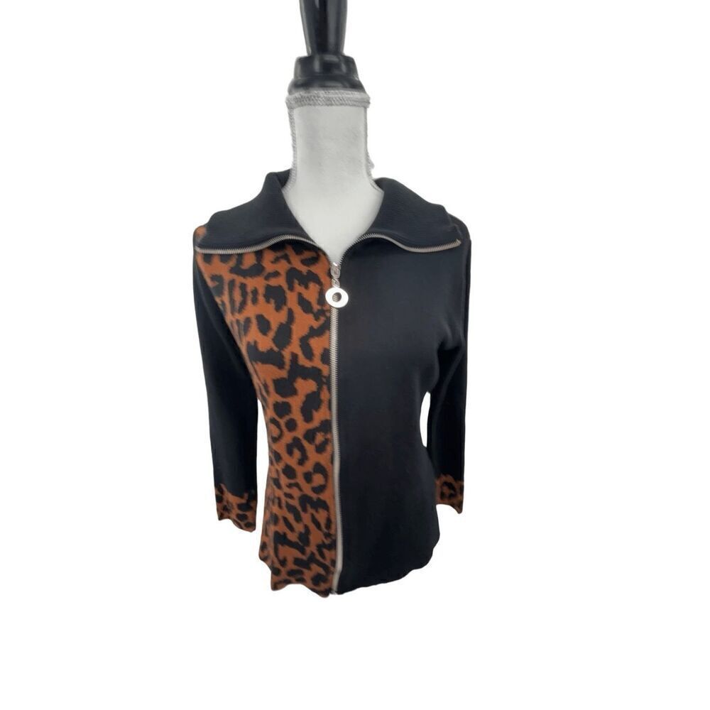 Angel  animal print full zip sweater